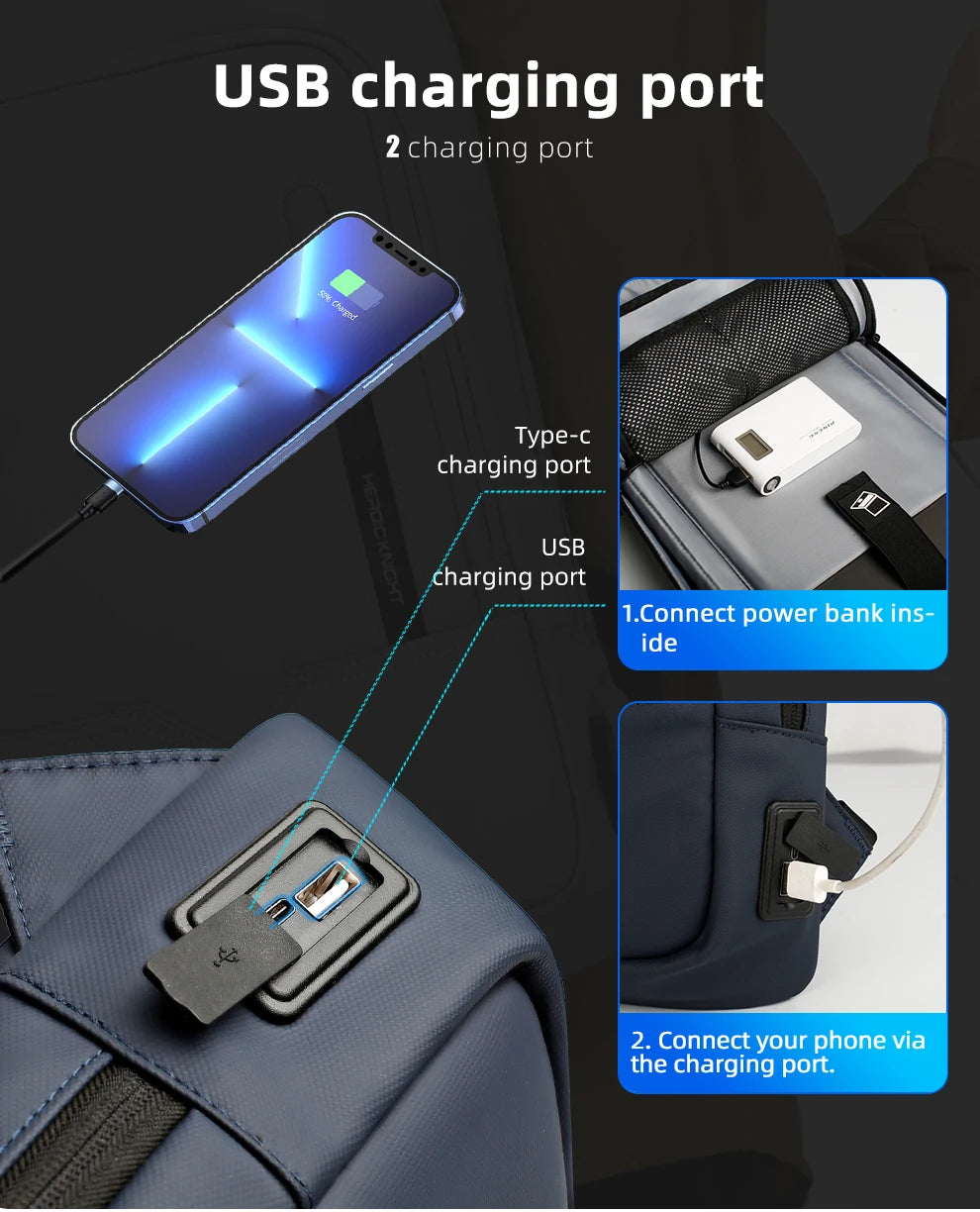 HcanKcan Men Fashion Backpack Slim 14 Inch Laptop Bag Business Multifunctional Waterproof School Unisex Casual Travel Black Bag