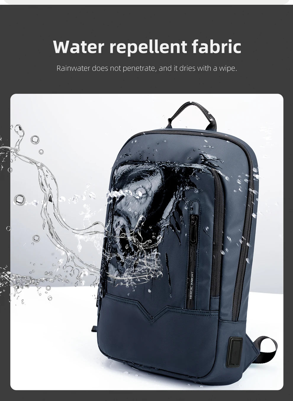 HcanKcan Men Fashion Backpack Slim 14 Inch Laptop Bag Business Multifunctional Waterproof School Unisex Casual Travel Black Bag