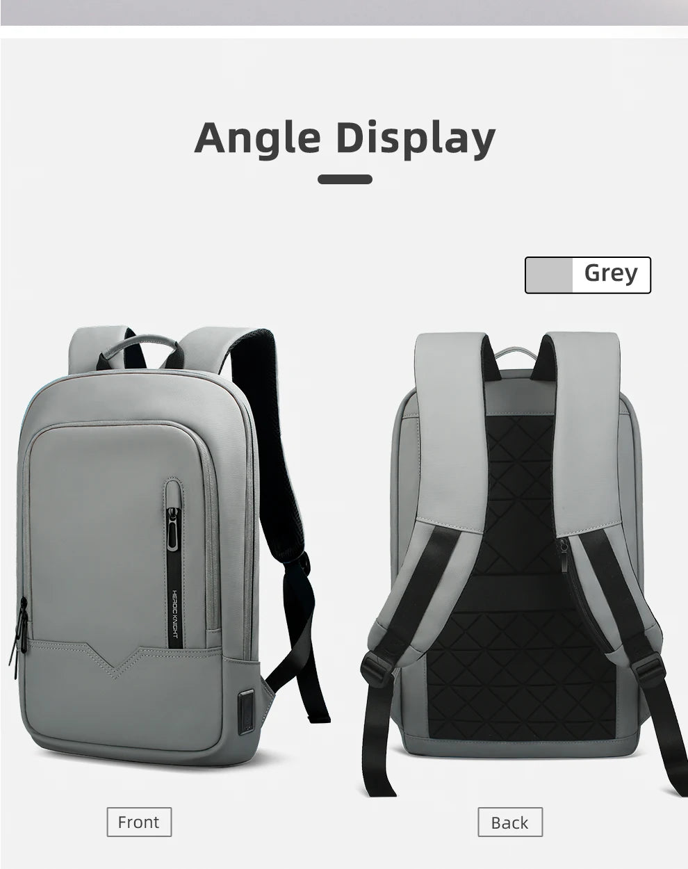 HcanKcan Men Fashion Backpack Slim 14 Inch Laptop Bag Business Multifunctional Waterproof School Unisex Casual Travel Black Bag