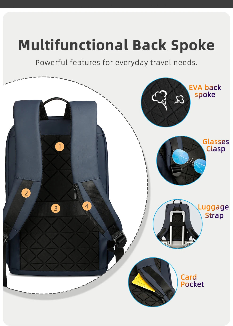 HcanKcan Men Fashion Backpack Slim 14 Inch Laptop Bag Business Multifunctional Waterproof School Unisex Casual Travel Black Bag