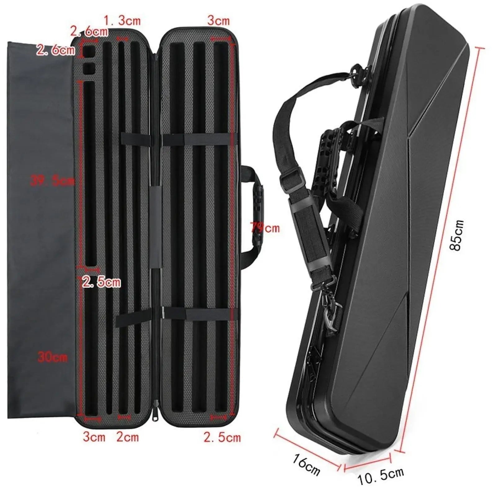Lightweight Billiard Stick Carrying Case 1/2 Split Club Bag for Traveling Billiards,Lockable Hard Shell Travel Pool Sticks Case