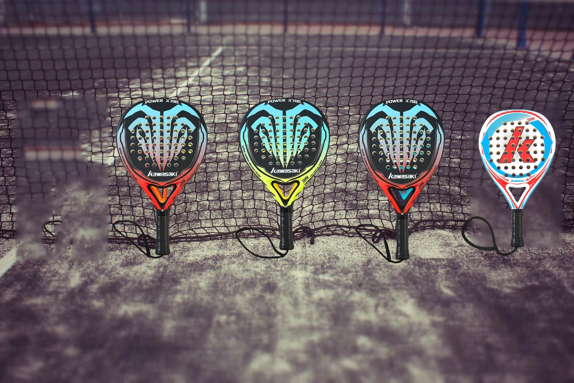 Kawasaki 2022 Padel Tennis Carbon Fiber Soft EVA Face Tennis Paddle Racquet with Padle Bag Cover Beach Tennis Paddle Racket