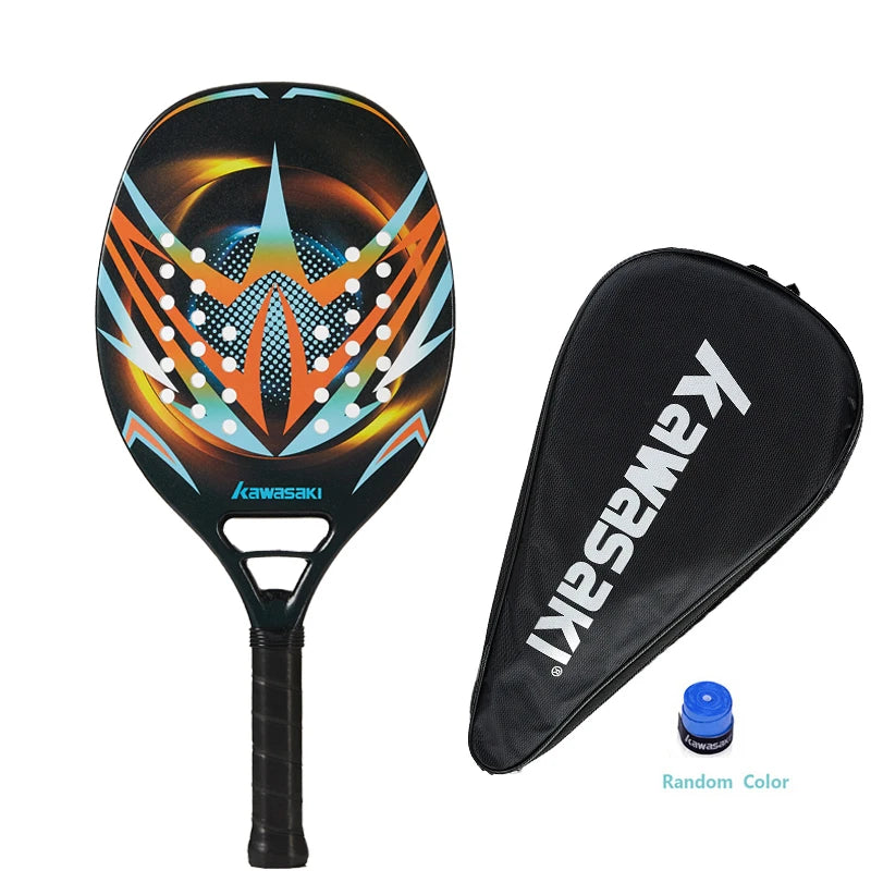 Kawasaki 2022 Padel Tennis Carbon Fiber Soft EVA Face Tennis Paddle Racquet with Padle Bag Cover Beach Tennis Paddle Racket