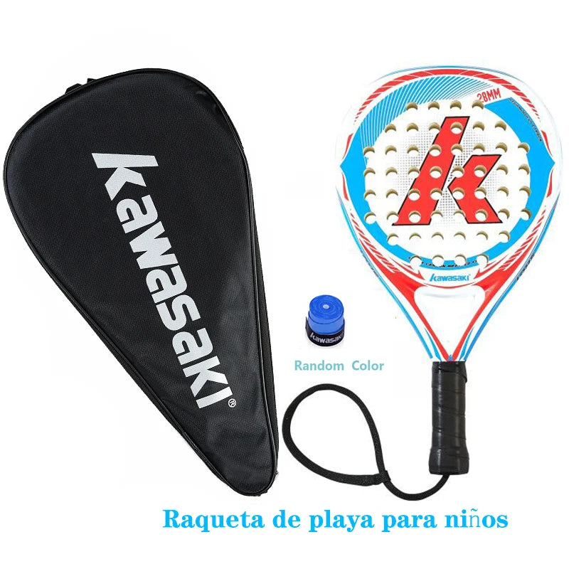 Kawasaki 2022 Padel Tennis Carbon Fiber Soft EVA Face Tennis Paddle Racquet with Padle Bag Cover Beach Tennis Paddle Racket