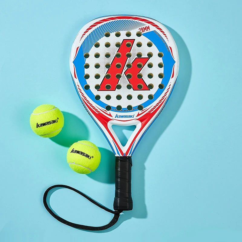 Kawasaki 2022 Padel Tennis Carbon Fiber Soft EVA Face Tennis Paddle Racquet with Padle Bag Cover Beach Tennis Paddle Racket