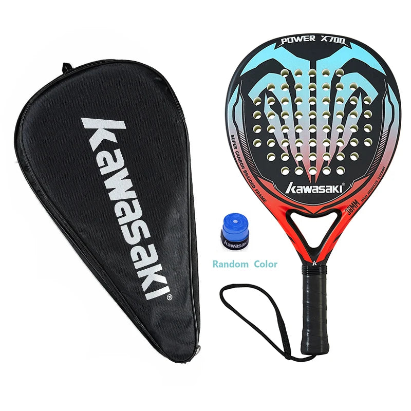 Kawasaki 2022 Padel Tennis Carbon Fiber Soft EVA Face Tennis Paddle Racquet with Padle Bag Cover Beach Tennis Paddle Racket