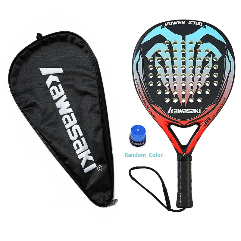 Kawasaki 2022 Padel Tennis Carbon Fiber Soft EVA Face Tennis Paddle Racquet with Padle Bag Cover Beach Tennis Paddle Racket