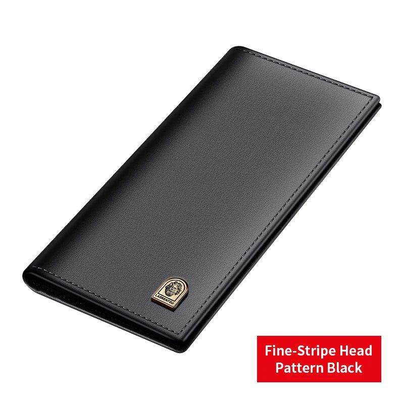 LAORENTOU Long Men's Wallet Soft Ultra-Thin Genuine Leather Wallet With Card Slot Large Capacity Male Purse Wallet Clutch Bag