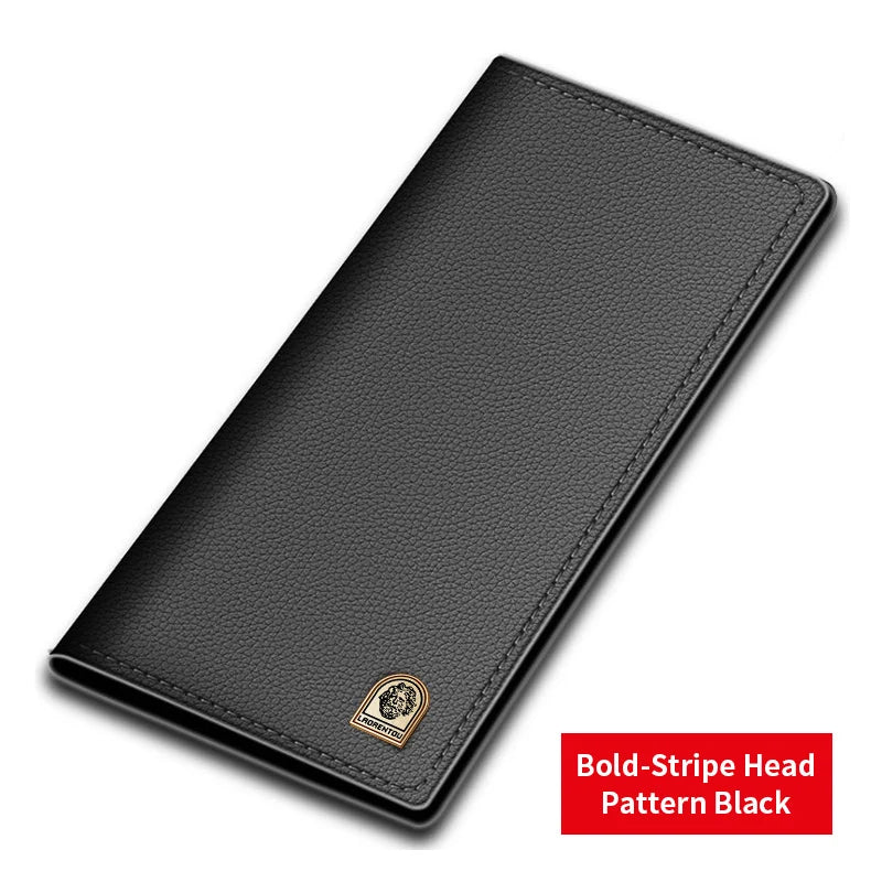 LAORENTOU Long Men's Wallet Soft Ultra-Thin Genuine Leather Wallet With Card Slot Large Capacity Male Purse Wallet Clutch Bag