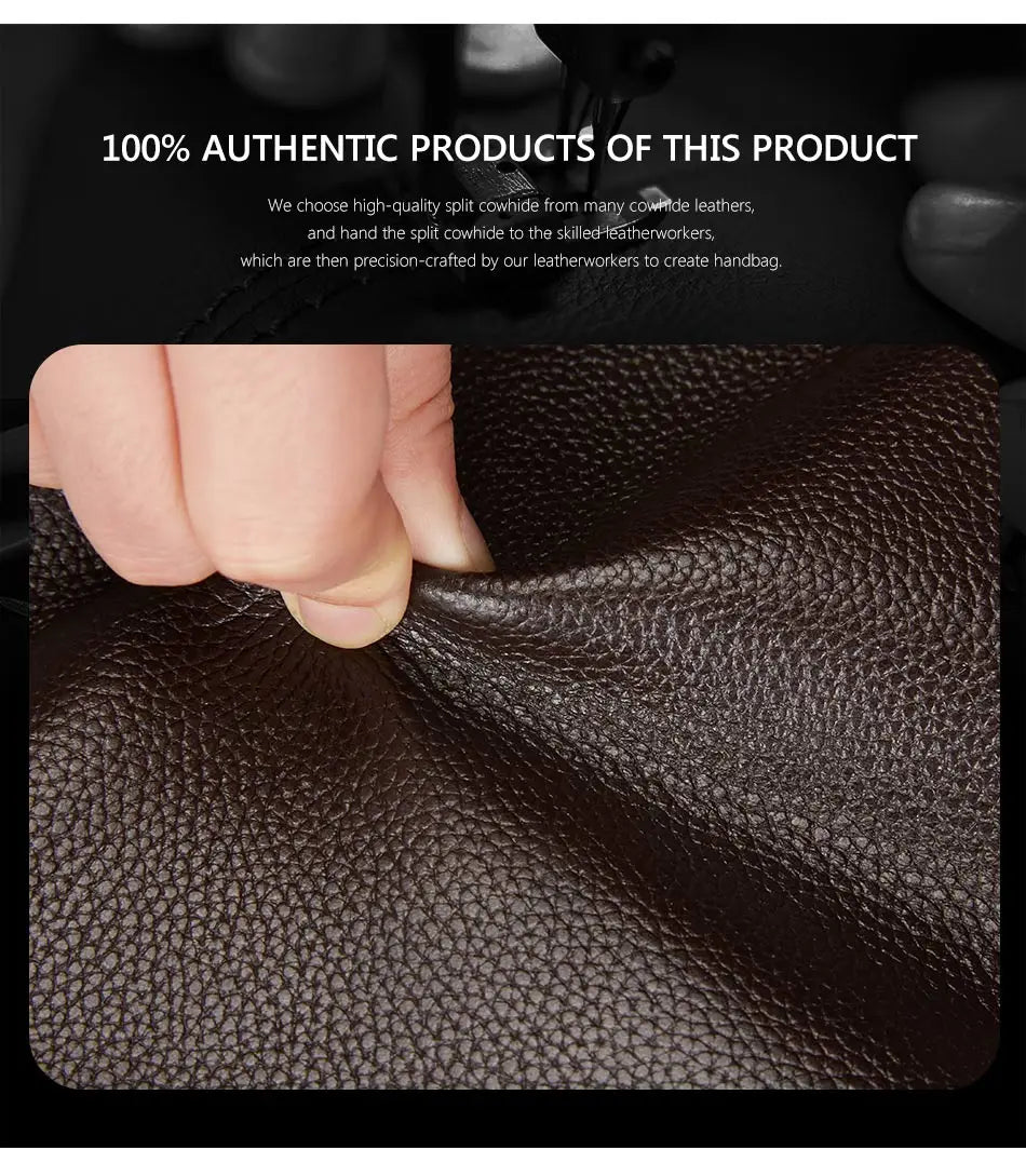 LAORENTOU Men Genuine Leather Crossbody Bag Business Messenger Bag Shoulder Bag Real Cow Leather Casual Purse Bag