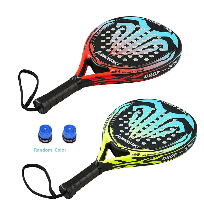 Kawasaki 2022 Padel Tennis Carbon Fiber Soft EVA Face Tennis Paddle Racquet with Padle Bag Cover Beach Tennis Paddle Racket