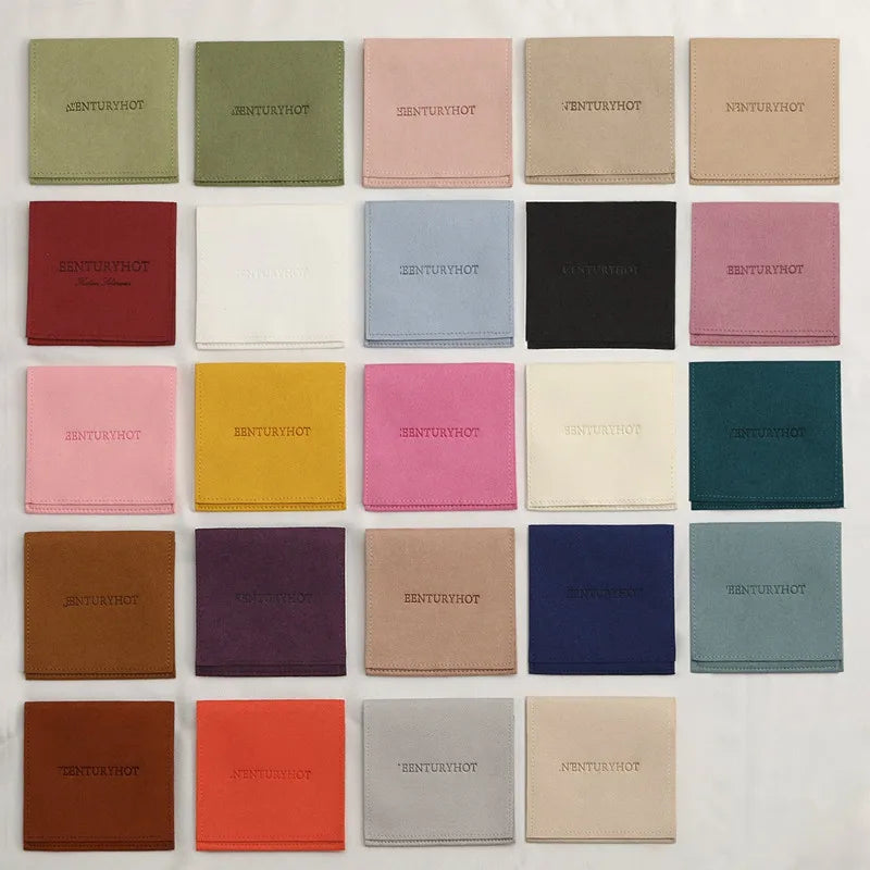 50 Jewelry Gift Bags Custom Logo 8X8cm Yellow Microfiber Packaging Pouch For Rings Earrings Tarot Card Wedding Favors Velvet Bag