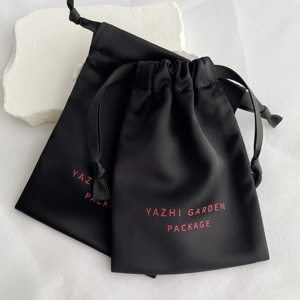 Luxury Soft Fabric Dense black Silk Satin Drawstring Bag Cosmetic Hair Wig High End Jewelry Packaging Pouch