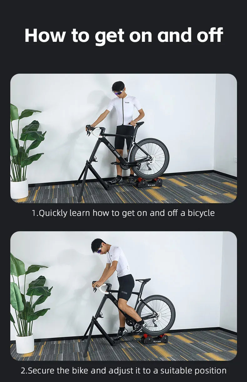 WEST BIKING Portable Bicycle Magnetic Resistance Roller Training Stand Indoor MTB Road Bike Roller Trainer with Storage Bag