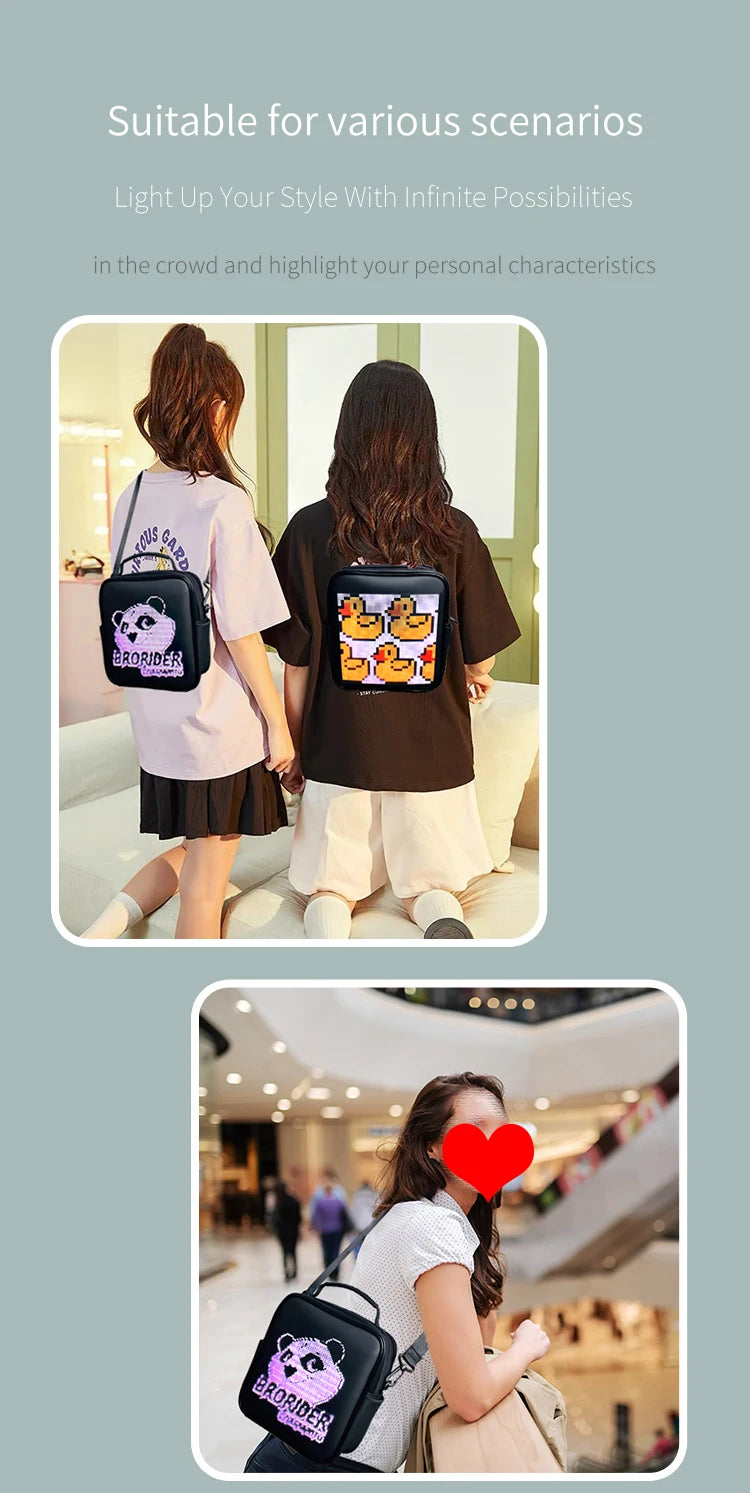 Led Light Backpack Smart App Programmable Picture Animations logo Display Screen Bag Travel Laptop Backpack Student School Bags