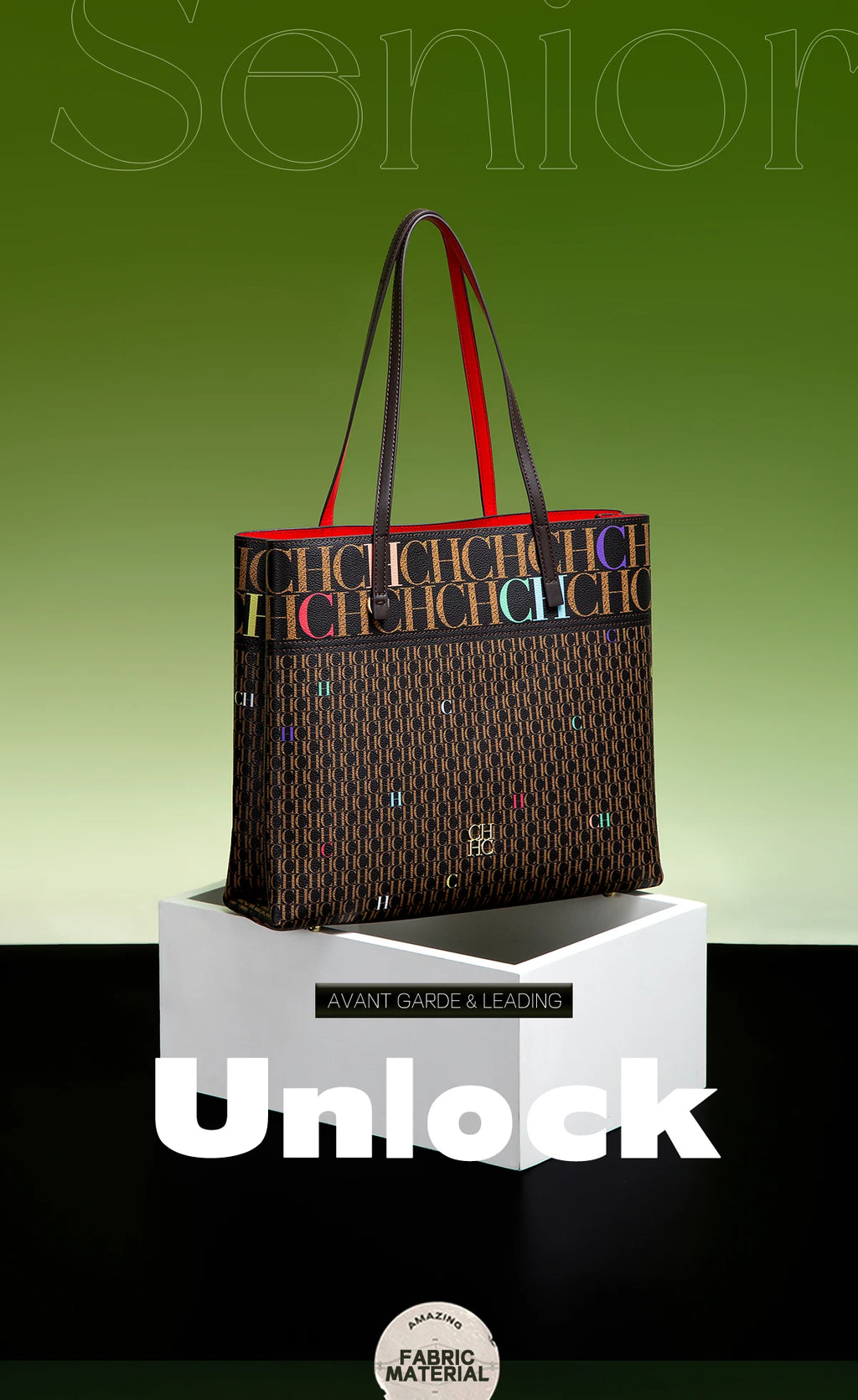 CH Leather Women's Bag Brand Engraved Exquisite Large Capacity Handbag Classic Durable Elegant Fashion Casual Bag with Base