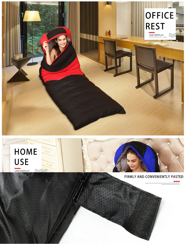 Backpacking Envelope Sleeping Bag Portable Waterproof Down Cotton Lightweight Camp Bedding for Outdoor Traveling Camping Hiking