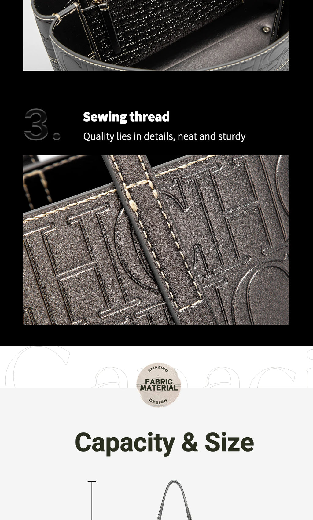 CH Leather Women's Bag Brand Engraved Exquisite Large Capacity Handbag Classic Durable Elegant Fashion Casual Bag with Base