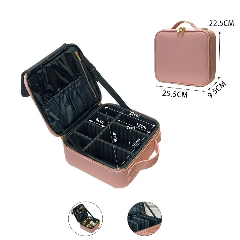 New Crocodile PU Leather Cosmetic Bag Professional Make Up Box Large Capacity Storage Travel Toiletry Makeup Suitcase