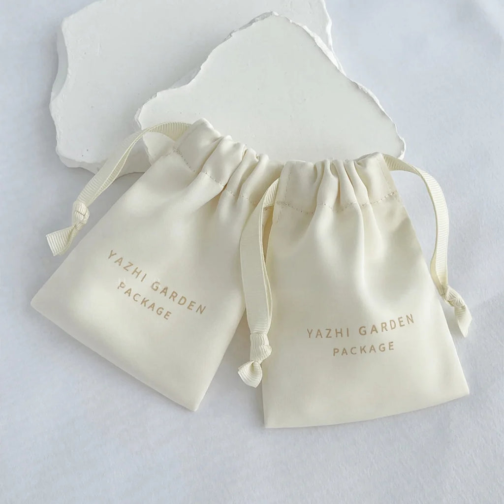 Custom Logo Silk Satin Jewelry Gift Bags  Drawstring Earring Ring Packaging Organizer Pouch Wedding Favor Candy Bag