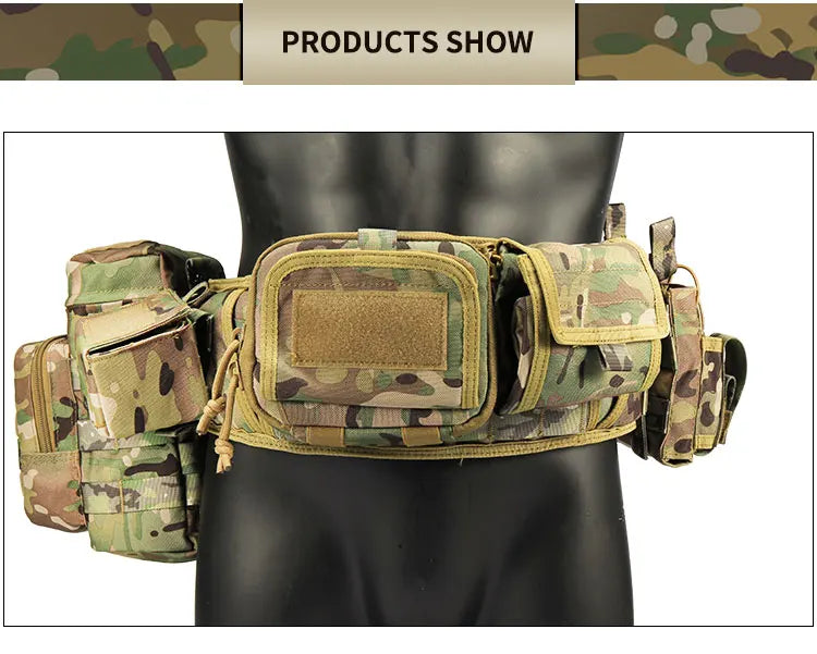 Yakeda Tactical Belt wilth Holster Magazine pouch Hunting Gadget Pouch Waist Bag Adjustable MOLLE Padded Patrol Duty Belt Combat