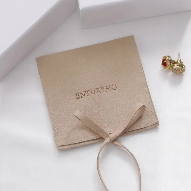 50 Jewelry Gift Bags Custom Logo 8X8cm Yellow Microfiber Packaging Pouch For Rings Earrings Tarot Card Wedding Favors Velvet Bag