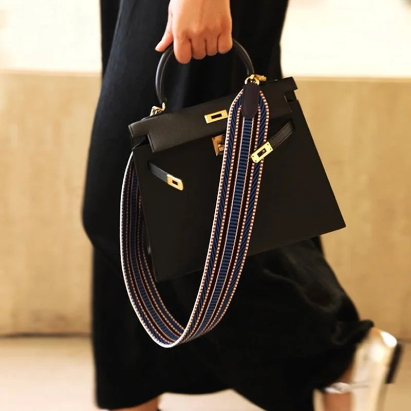 New 5cm Wide Swift Cowhide Canvas Bag Strap Versatile Style Suitable For Kelly Evelyn Bag Shoulder Strap Crossbody Strap DIY