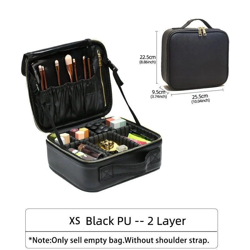 New Crocodile PU Leather Cosmetic Bag Professional Make Up Box Large Capacity Storage Travel Toiletry Makeup Suitcase