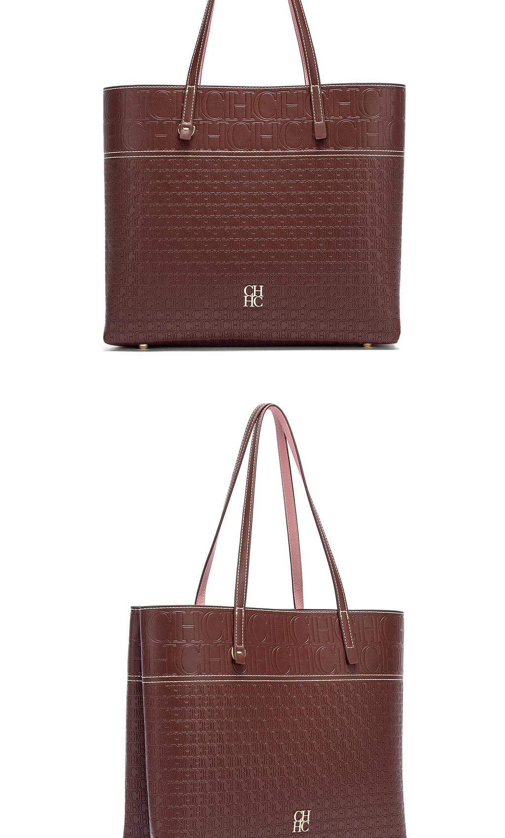 CH Leather Women's Bag Brand Engraved Exquisite Large Capacity Handbag Classic Durable Elegant Fashion Casual Bag with Base