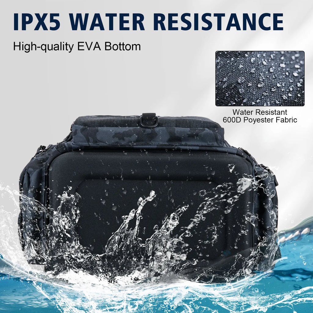 Goture 55*36*28cm Waterproof Fishing Backpack Tackle Bag Hard Bottom with Rod Holders Fish Tool Storage Outdoor Camping Bag