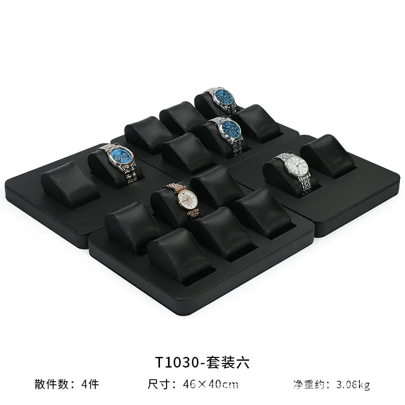 High End Watch Display Case Black and White Brushed Multi Position Watch Display Tray Blue Movable Pillow Bag Watch Display