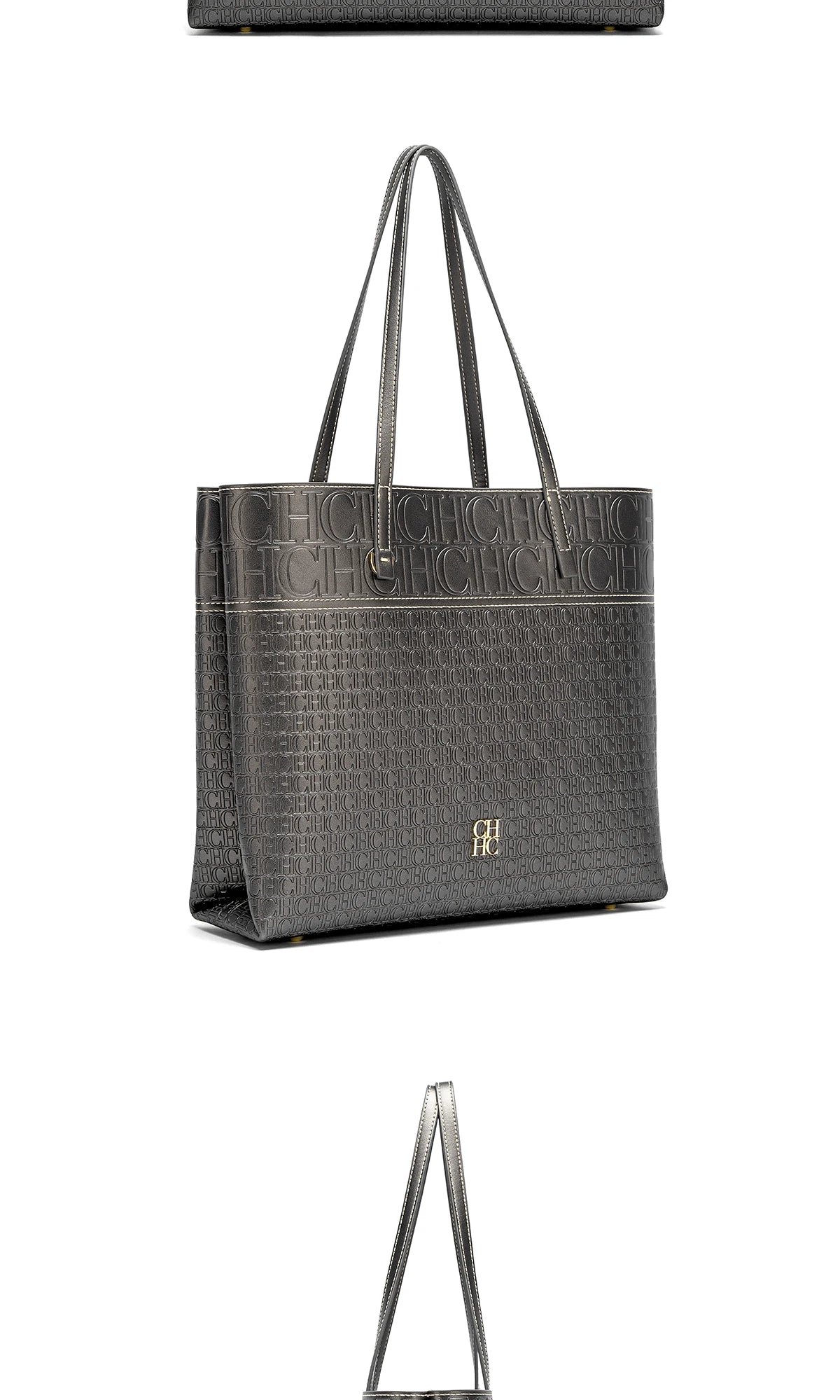 CH Leather Women's Bag Brand Engraved Exquisite Large Capacity Handbag Classic Durable Elegant Fashion Casual Bag with Base
