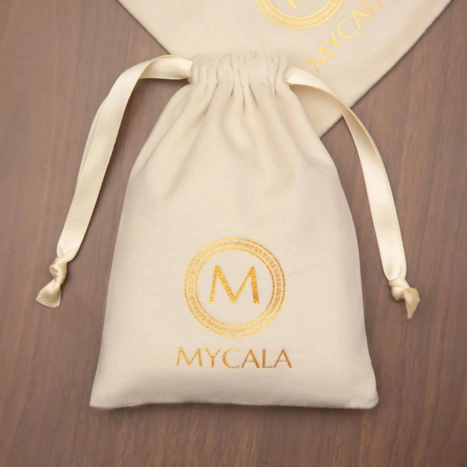 Custom Logo Beige  Velvet Dust Bag Drawstring Bracelet Packaging Small Jewelry Gifts Wholesale Rope Storage Pouch