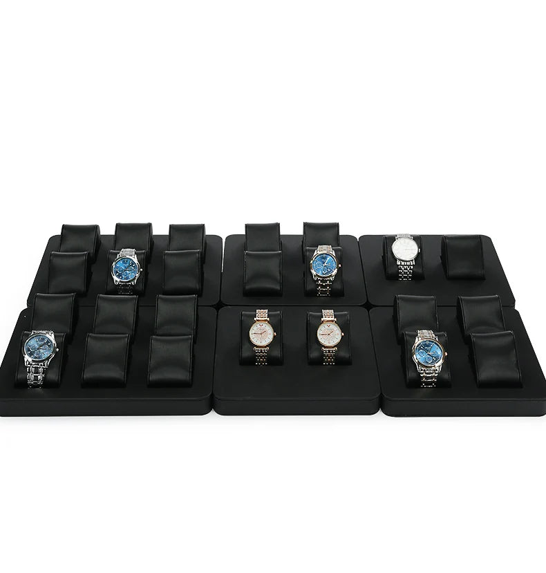 High End Watch Display Case Black and White Brushed Multi Position Watch Display Tray Blue Movable Pillow Bag Watch Display