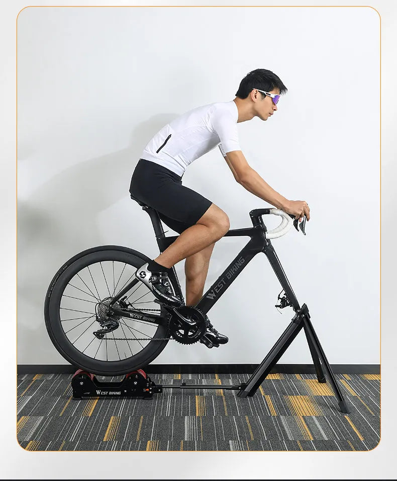 WEST BIKING Portable Bicycle Magnetic Resistance Roller Training Stand Indoor MTB Road Bike Roller Trainer with Storage Bag