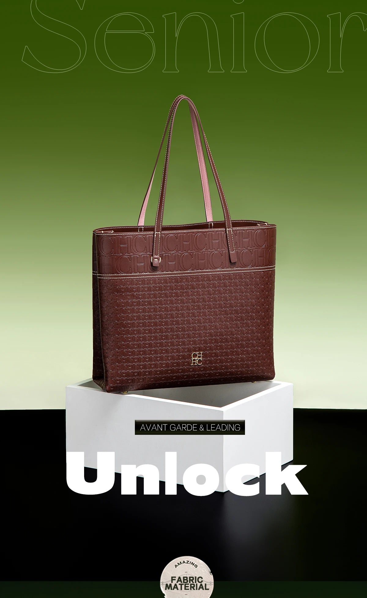 CH Leather Women's Bag Brand Engraved Exquisite Large Capacity Handbag Classic Durable Elegant Fashion Casual Bag with Base