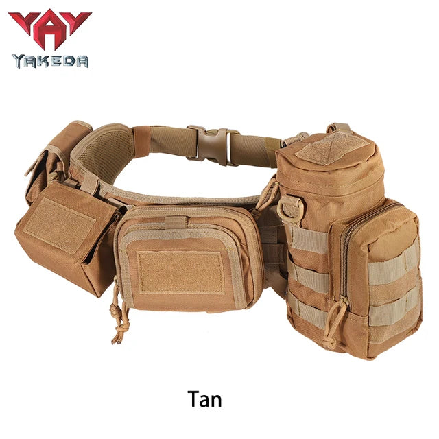Yakeda Tactical Belt wilth Holster Magazine pouch Hunting Gadget Pouch Waist Bag Adjustable MOLLE Padded Patrol Duty Belt Combat