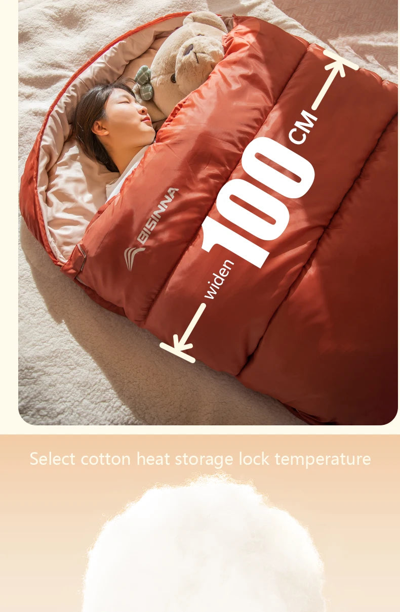 Hot Sale Large Camping Sleeping Bag Lightweight 3 Season Loose Widen Bag Long Size for Adult Rest Hiking Fishing Wholsale