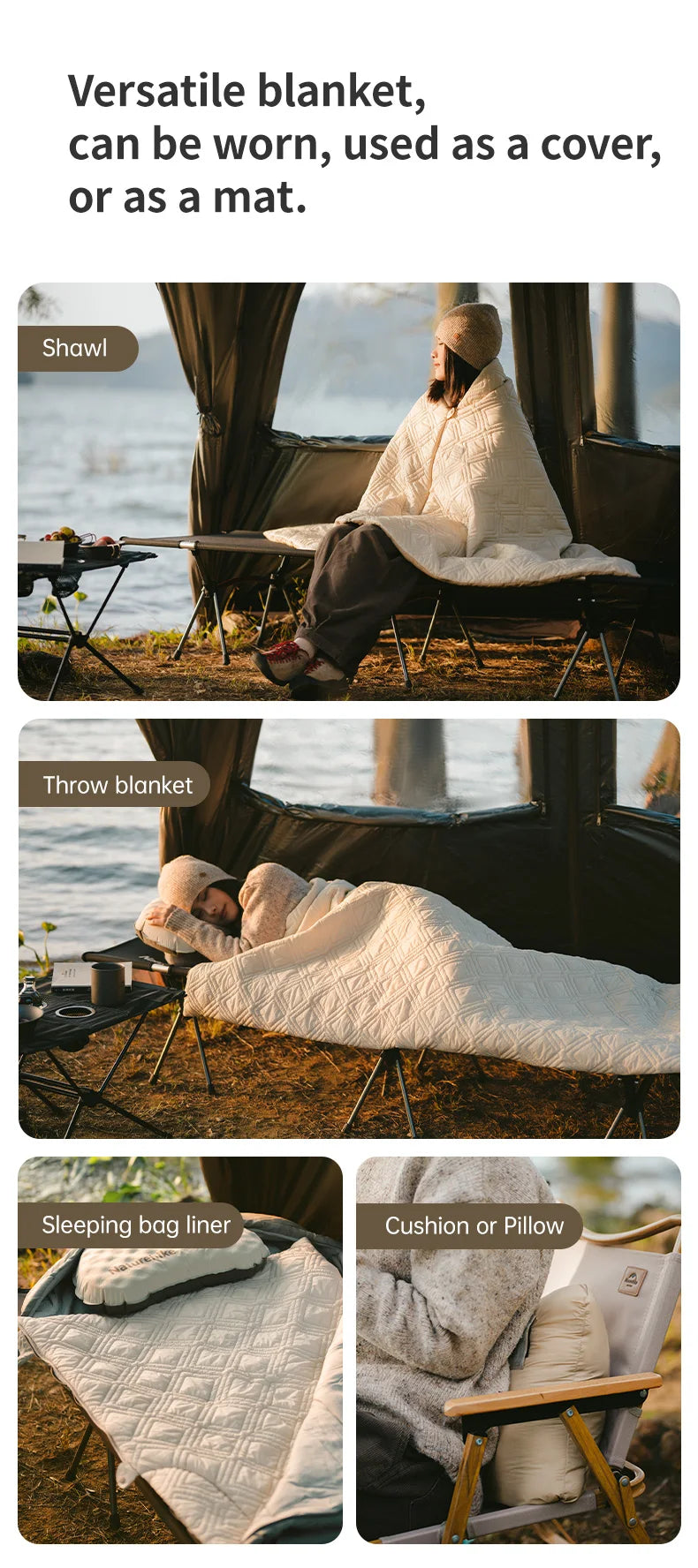 Naturehike USB Electric Heating Blanket Winter Camping Warm Keeping Multi-purpose Thermal Shawl Sleeping Bag Liner CNK2450PJ015