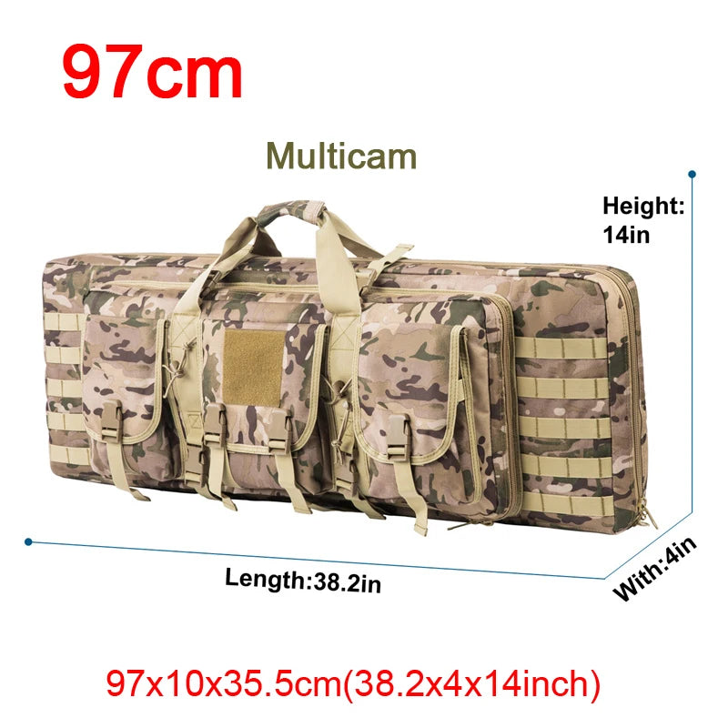 LQARMY 32 38 42 48 inch Tactical Double Rifle Case Molle Rifle Bag Sniper Airsoft Gun Case Backpack Hunting Gun Holster