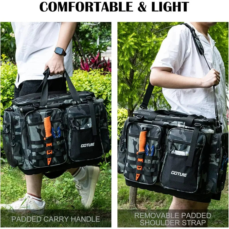 Goture Pro Angler Tackle Bag Holds 8x3700+4x3600 Trays Water Resistant Saltwater Fishing Gear Organizer 21.65" Gift for Men