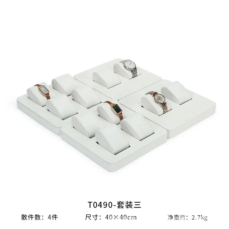 High End Watch Display Case Black and White Brushed Multi Position Watch Display Tray Blue Movable Pillow Bag Watch Display
