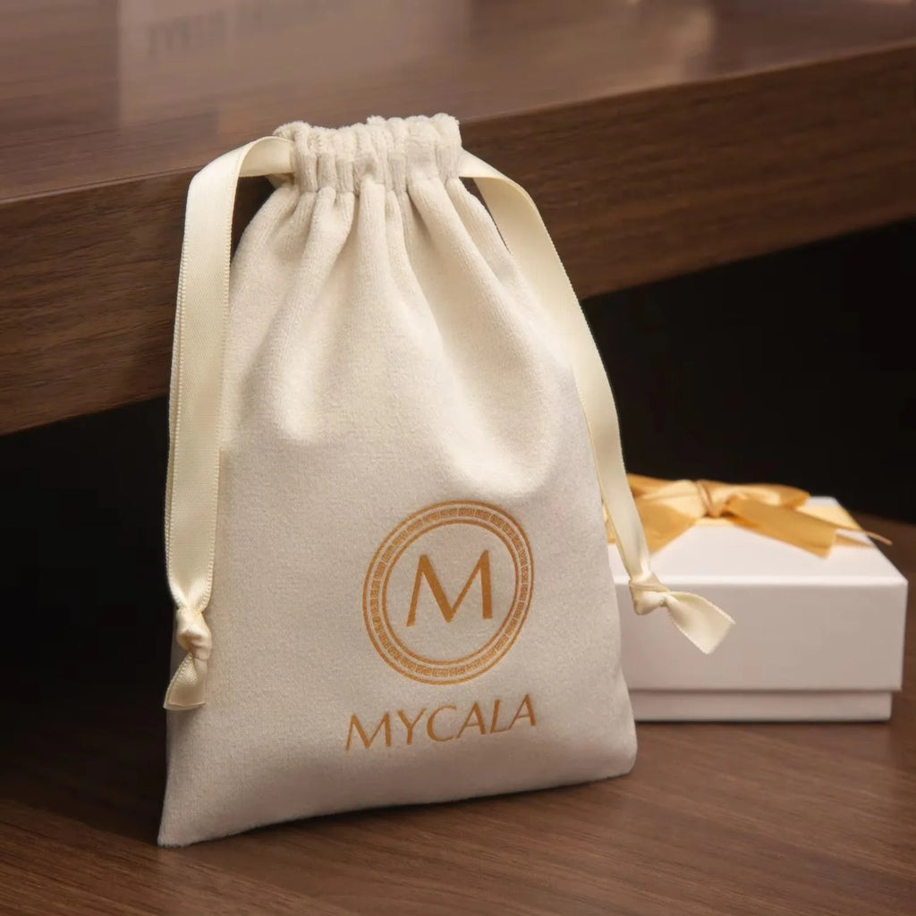 Custom Logo Beige  Velvet Dust Bag Drawstring Bracelet Packaging Small Jewelry Gifts Wholesale Rope Storage Pouch