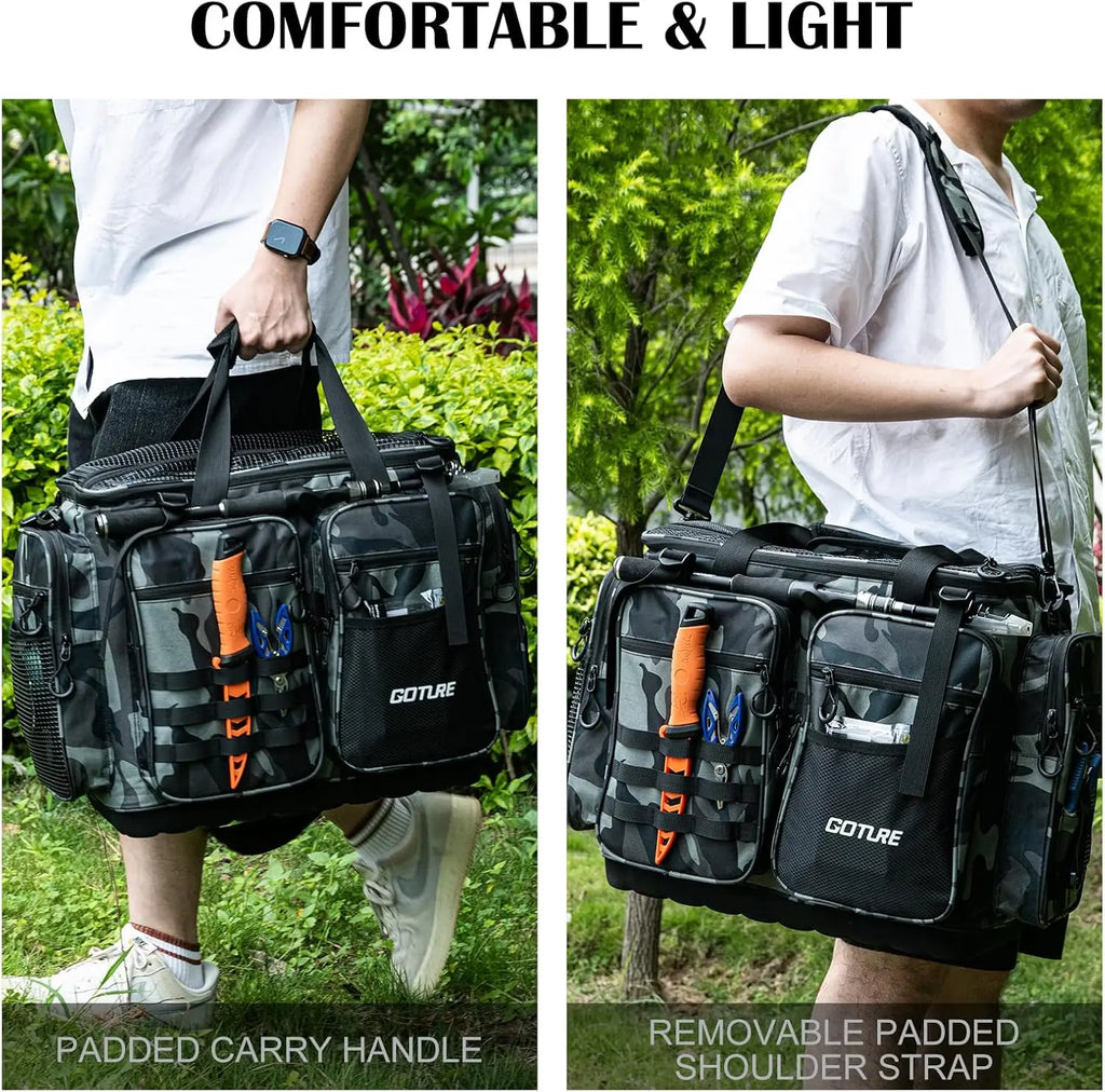 Goture Pro Angler Tackle Bag Holds 8x3700+4x3600 Trays Water Resistant Saltwater Fishing Gear Organizer 21.65" Gift for Men