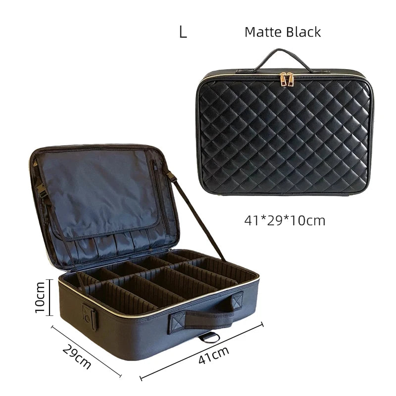 New Crocodile PU Leather Cosmetic Bag Professional Make Up Box Large Capacity Storage Travel Toiletry Makeup Suitcase