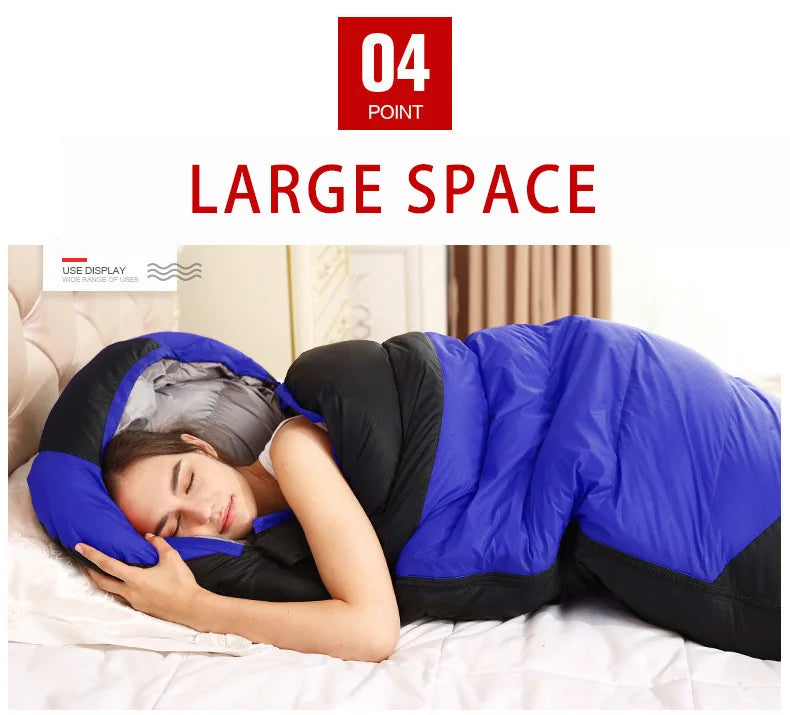 Backpacking Envelope Sleeping Bag Portable Waterproof Down Cotton Lightweight Camp Bedding for Outdoor Traveling Camping Hiking