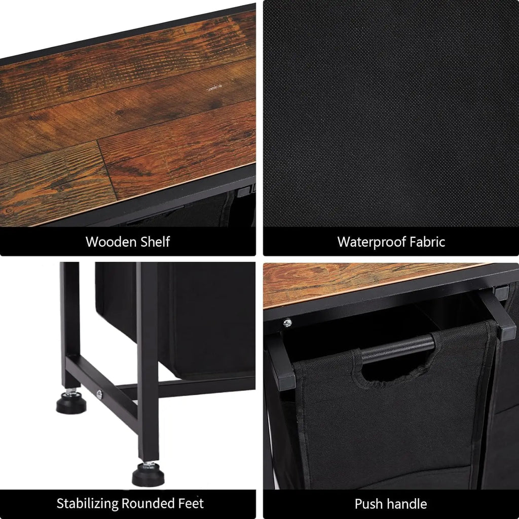 Laundry Hamper, Laundry Basket Organizer Laundry Sorter 2 Section with Removable Laundry Bag and Top Shelf, Dirty Clothes Hamper