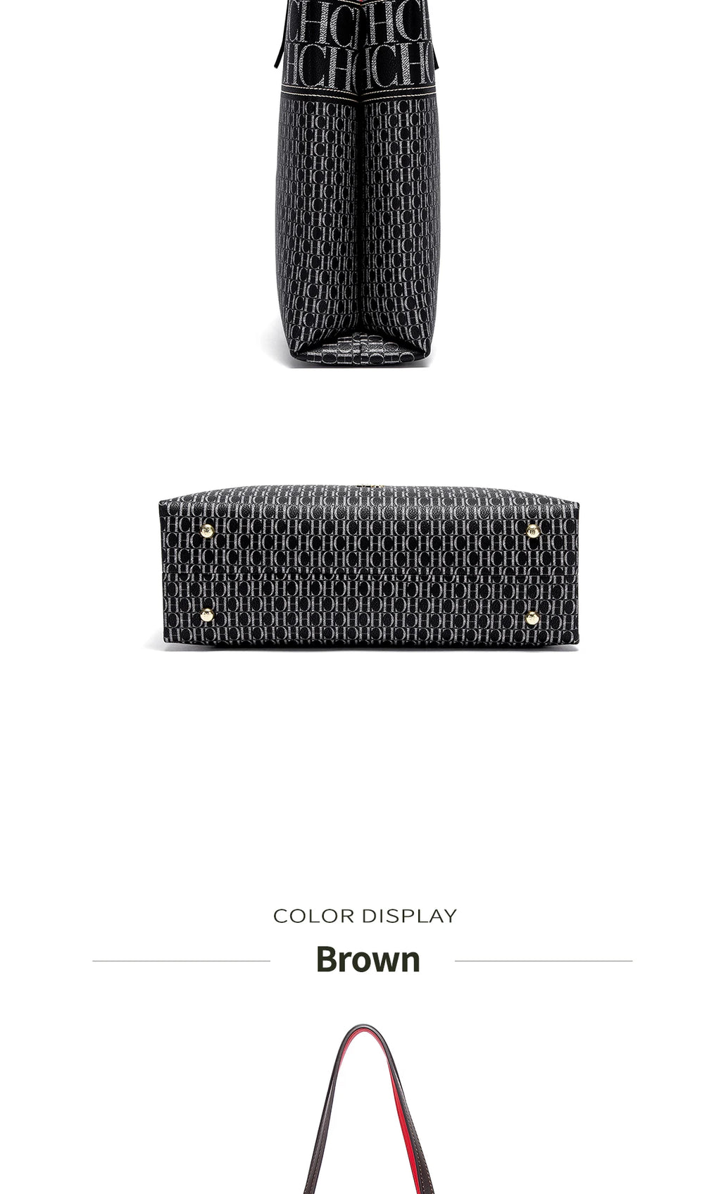 CH Leather Women's Bag Brand Engraved Exquisite Large Capacity Handbag Classic Durable Elegant Fashion Casual Bag with Base