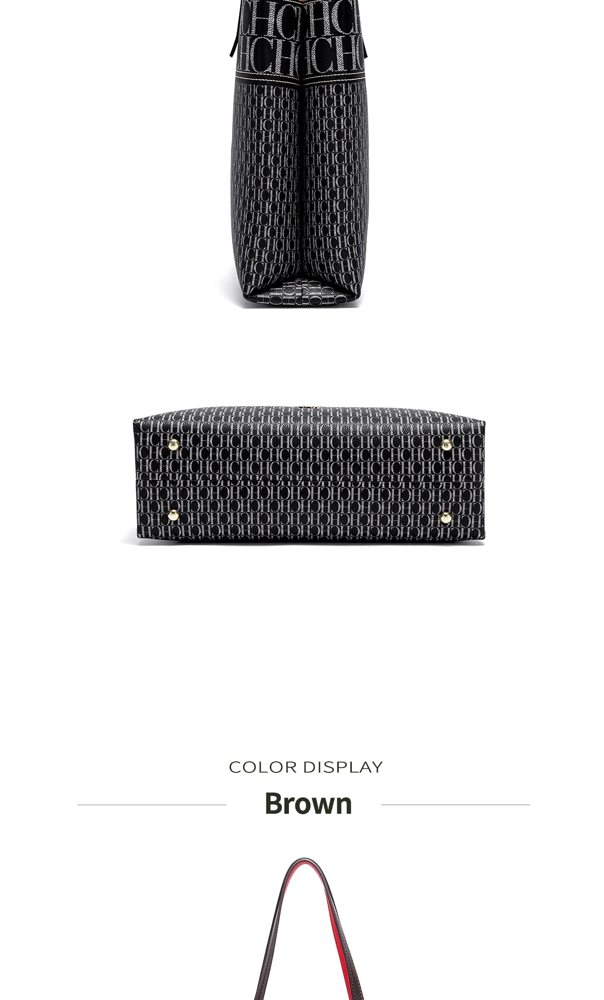 CH Leather Women's Bag Brand Engraved Exquisite Large Capacity Handbag Classic Durable Elegant Fashion Casual Bag with Base