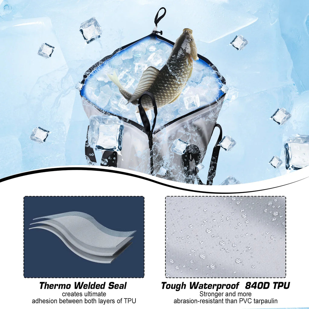 Goture Sea Fishing Live Fish Insulated Cooler Bag Waterproof Fish Bag Fishing Cooler Bag Freshness 72 Hour Retention Collapsible